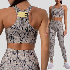 Leopard Print Fitness Yoga Set for Women
