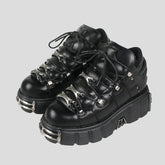 Goth Plateau Sneaker für Damen – Edgy Style in klassischem Schwarz