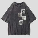 Distressed Acid Wash T-Shirt - Baumwolle im Goth-Stil für Männer
