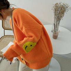 Oversize-Cardigan mit Smiley-Muster