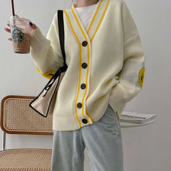 Oversize-Cardigan mit Smiley-Muster