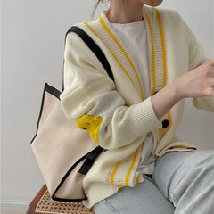 Oversize-Cardigan mit Smiley-Muster