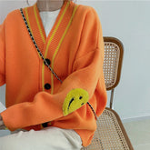 Smile Face Oversized Cardigan
