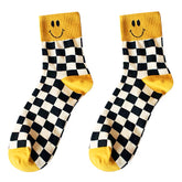 Calcetines a cuadros sonrientes