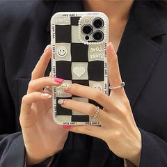 Funda para iPhone con cuadros sonrientes