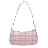 Soft Girl Plaid Baguette Bag
