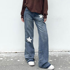 Jeans im Y2K-Stil mit Sternenmuster
