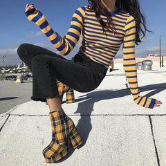 Gestreifter Ripppullover