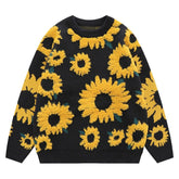 Übergroßer Pullover mit Sonnenblumenmuster