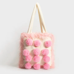 Flauschige Pom Poms Tasche in Pink