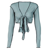 Trouble Maker Tie Front Crop Top