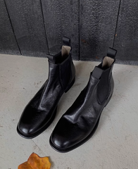 Handgemachte weiche Stiefeletten Retro runde Zehen kurze Stiefel für Herbst und Winter Kaffee/Schwarz