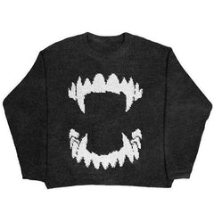 Übergroßer Pullover mit Vampirzähnen