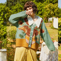 Strickjacke mit Sonnenblumen-Motiv von Van Gogh