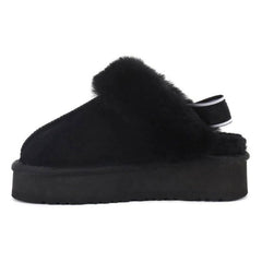 Pantuflas de plataforma de piel de oveja cálida