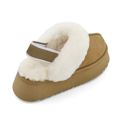 Pantuflas de plataforma de piel de oveja cálida