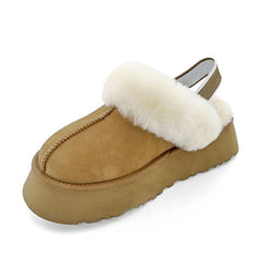 Pantuflas de plataforma de piel de oveja cálida