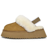 Pantuflas de plataforma de piel de oveja cálida