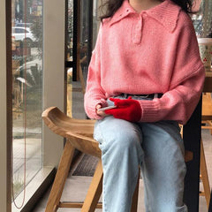 Warm Wishes – Pullover mit Knopfleiste am Kragen