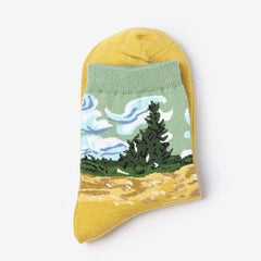 2.0 Weizenfeld mit Zypressen Socken