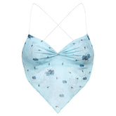 Y2K Blue Scarf Top