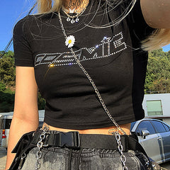 Y2K Strass Kosmisches Crop Top