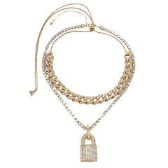 Y2K Strass Schloss Halskette