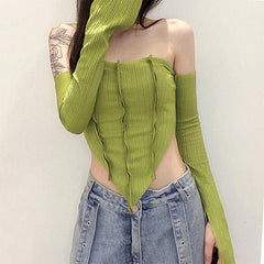 Y2K-Set aus Oberteil und Handschuhen