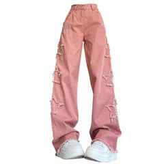 Y2K-Jeans in Pink mit Sternen