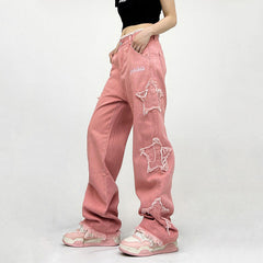 Y2K-Jeans in Pink mit Sternen