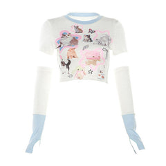 Y2K Kitten Top & Gloves Co-Ord