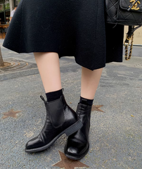 Handgemachte weiche Stiefeletten Retro runde Zehen kurze Stiefel für Herbst und Winter Kaffee/Schwarz