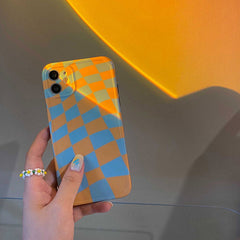 Yellow Blue Checker Case For IPhone