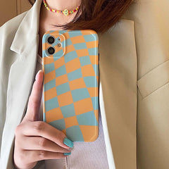 Yellow Blue Checker Case For IPhone