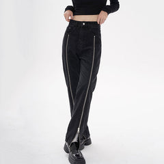 Grunge-Jeans mit Reißverschluss am Bein