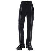 Grunge-Jeans mit Reißverschluss am Bein