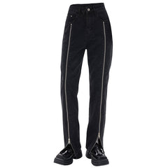 Grunge-Jeans mit Reißverschluss am Bein