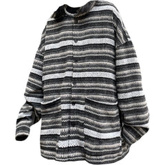 80er Oma Gestreifter Cardigan Pullover
