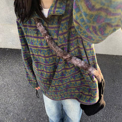 Fleece-Sweatshirt „Oma“ im Stil der 80er mit Reißverschluss