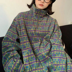 Fleece-Sweatshirt „Oma“ im Stil der 80er mit Reißverschluss