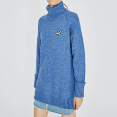 Rollkragenpullover mit Bananenblatt