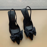 High Heels Slingback-Sandalen mit spitzer Spitze und Schleife