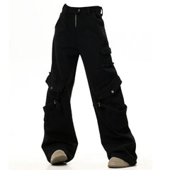 Schwarze Cargo-Jeans mit Hashtag-Drama-Print