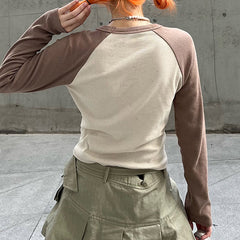 Star Girl, langärmliges Oberteil, Braun