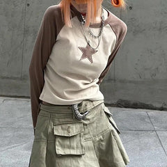 Star Girl, langärmliges Oberteil, Braun