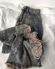 Grunge Ästhetische Schmetterling Cut-Out Jeans