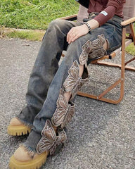 Grunge Ästhetische Schmetterling Cut-Out Jeans