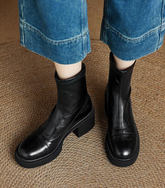 Retro Square Toe Platform Ankle Boots