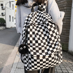 Mochila de lona a cuadros