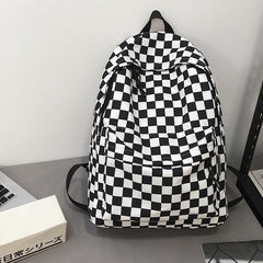 Mochila de lona a cuadros
